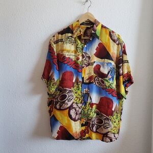 Silk Club Vtg Mens Silk% 100 Shortsleeve Hawaiian Shirt